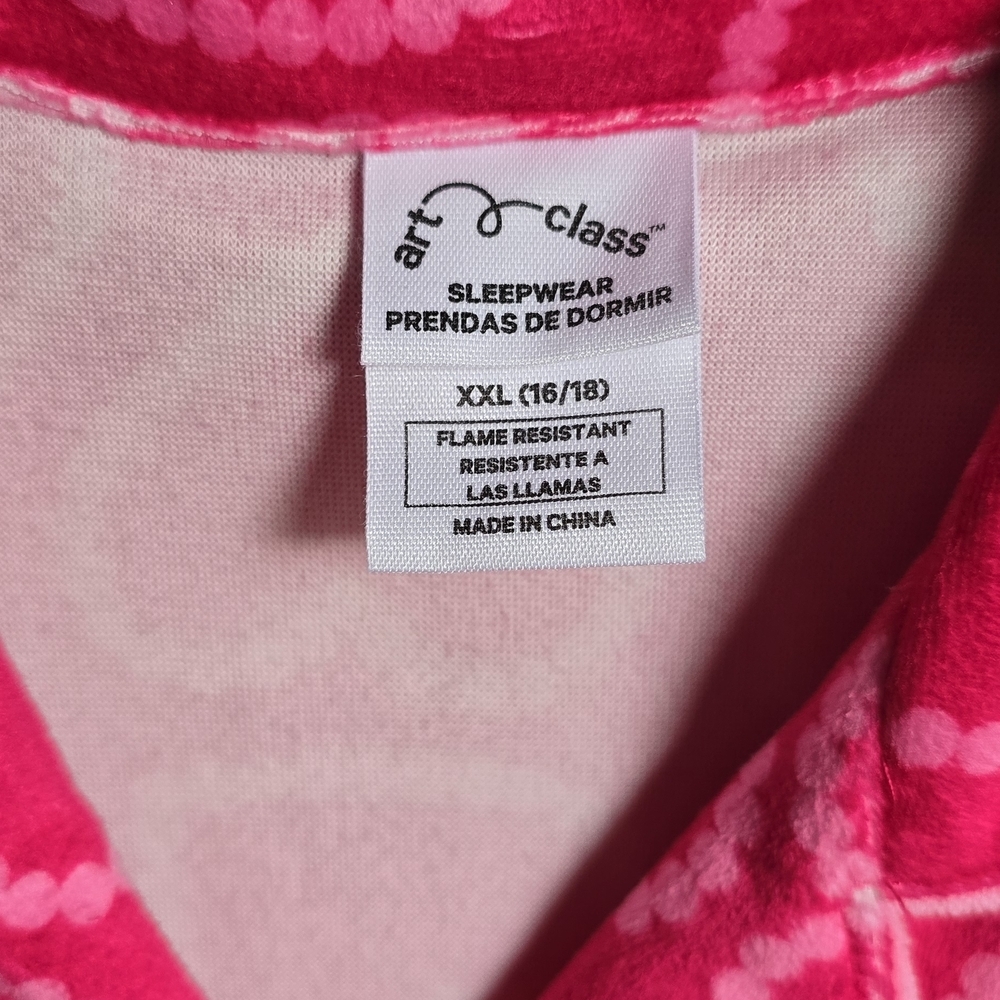 Art Class Heart Button Down Short Sleeve Polyester Pajama Set Size Girls 16-18 - Picture 3 of 8
